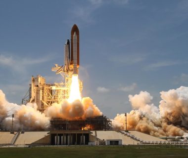 "Space shuttle Atlantis lifted off from Launch Pad 39A at NASA's Kennedy Space Center" by aeroman3 is marked with Public Domain Mark 1.0.